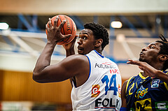 Basketball, bet-at-home Basketball Superliga 2021/22, Platzierungsrunde Spiel 8, Oberwart Gunners, UBSC Graz, Emondre Rickman (14)