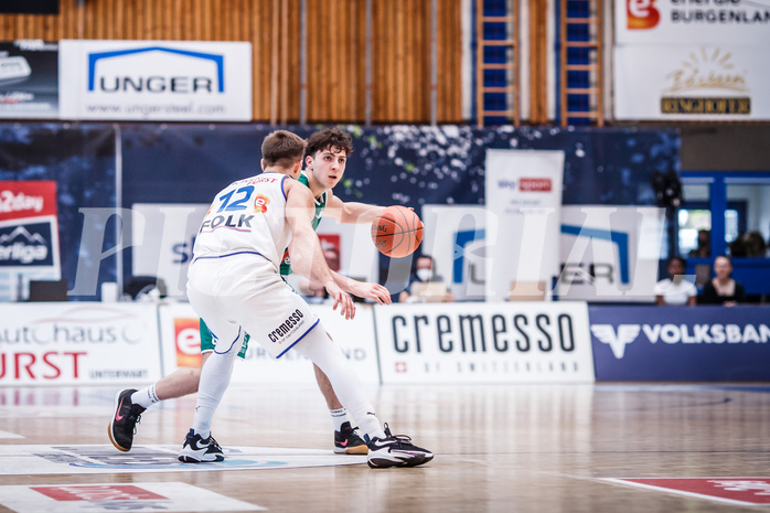 Basketball, bet-at-home Basketball Superliga 2021/22, Playoffs, Viertelfinale Spiel 3, Oberwart Gunners, Kapfenberg Bulls, Elias Podany (6)