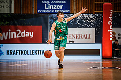 Basketball, bet-at-home Basketball Superliga 2021/22, Playoffs, Viertelfinale Spiel 3, Oberwart Gunners, Kapfenberg Bulls, Elias Podany (6)