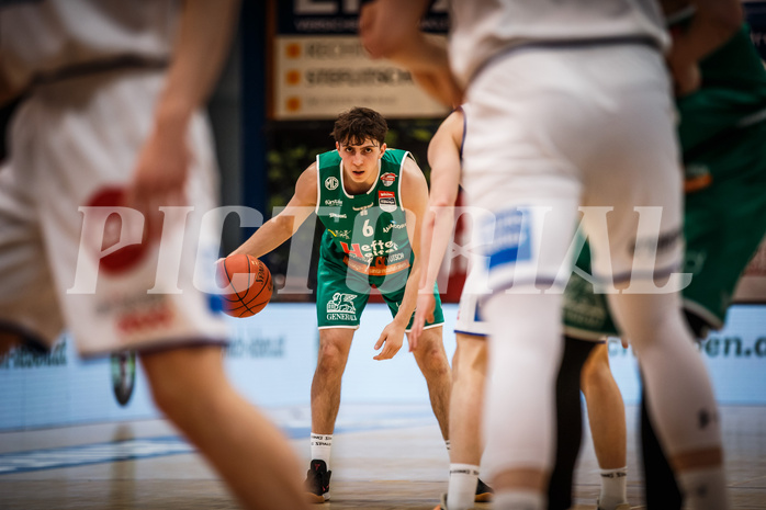 Basketball, bet-at-home Basketball Superliga 2021/22, Playoffs, Viertelfinale Spiel 3, Oberwart Gunners, Kapfenberg Bulls, Elias Podany (6)
