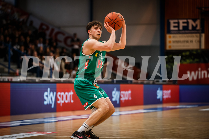 Basketball, bet-at-home Basketball Superliga 2021/22, Playoffs, Viertelfinale Spiel 3, Oberwart Gunners, Kapfenberg Bulls, Elias Podany (6)
