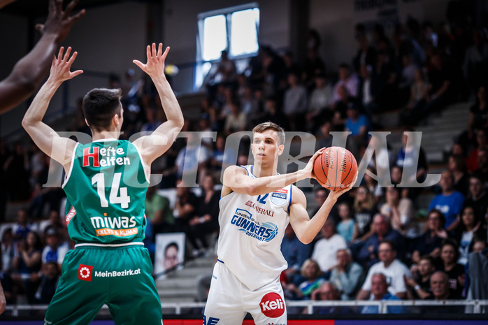 Basketball, bet-at-home Basketball Superliga 2021/22, Playoffs, Viertelfinale Spiel 3, Oberwart Gunners, Kapfenberg Bulls, Jonathan Knessl (12)