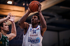 Basketball, bet-at-home Basketball Superliga 2021/22, Playoffs, Viertelfinale Spiel 3, Oberwart Gunners, Kapfenberg Bulls, Emondre Rickman (14)