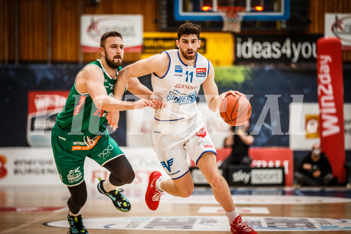 Basketball, bet-at-home Basketball Superliga 2021/22, Playoffs, Viertelfinale Spiel 3, Oberwart Gunners, Kapfenberg Bulls, Ioannis Chatzinikolas (11)