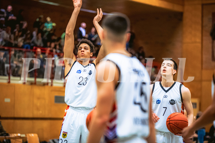 Basketball, Basketball Zweite Liga 2022/23, Grunddurchgang 19.Runde, Vienna United, UDW Alligators, Noah Oguamalam (23)
