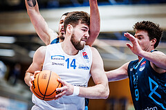 Basketball, Win2Day Superliga 2023/24, Grunddurchgang 12.Runde, Oberwart Gunners, Vienna Timberwolves, Ziga Fifolt (13), Daniel Köppel (14)