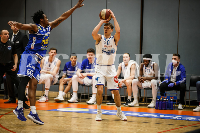 Basketball, Basketball Austria Cup 2020/21, Finale, Oberwart Gunners, Gmunden Swans, Jonathan Knessl (12)