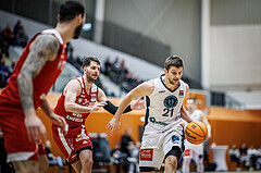 Basketball, Win2Day Superliga 2023/24, Grunddurchgang 17.Runde, Vienna Timberwolves, BC Vienna, Davor Konjevic (31), Moritz Lanegger (21)