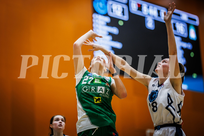 Basketball, Win2Day Basketball Damen Superliga 2023/24, Grunddurchgang 8.Runde, Vienna Timberwolves, UBI Graz, Lenny Jacimovic (27), Bianca-Alexandra Rantz (18)