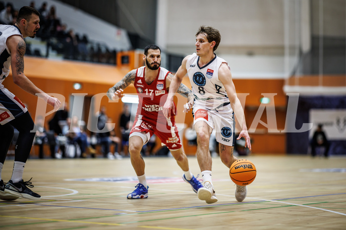 Basketball, Win2Day Superliga 2023/24, Grunddurchgang 17.Runde, Vienna Timberwolves, BC Vienna, Ivan Siriscevic (17), Elias Wlasak (8)