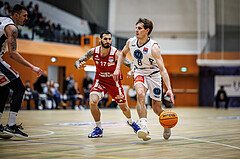 Basketball, Win2Day Superliga 2023/24, Grunddurchgang 17.Runde, Vienna Timberwolves, BC Vienna, Ivan Siriscevic (17), Elias Wlasak (8)