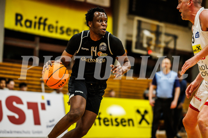 Basketball, Basketball Zweite Liga 2023/24, Grunddurchgang 13.Runde, Mattersburg Rocks, Basket Flames, Kingsley Fobi (14)