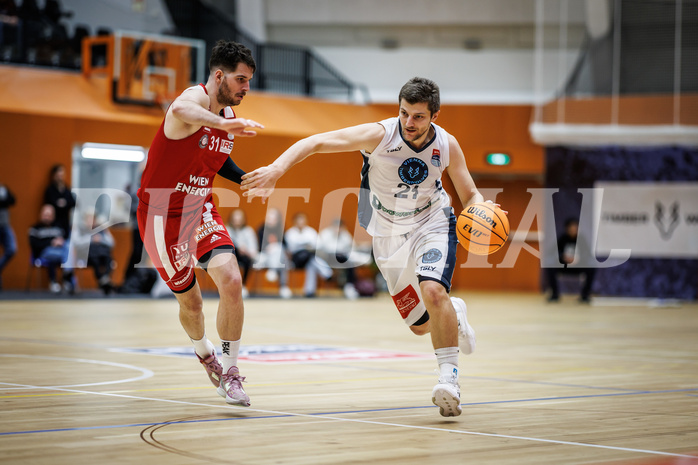 Basketball, Win2Day Superliga 2023/24, Grunddurchgang 17.Runde, Vienna Timberwolves, BC Vienna, Moritz Lanegger (21)