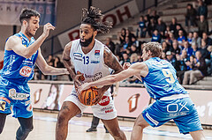 Basketball, Basketball Superliga 2023/24, Grunddurchgang 17.Runde, Oberwart Gunners, SKN St. Poelten, Akkan Atasoy (11), Kris Monroe (13), Roman Jagsch (9)
