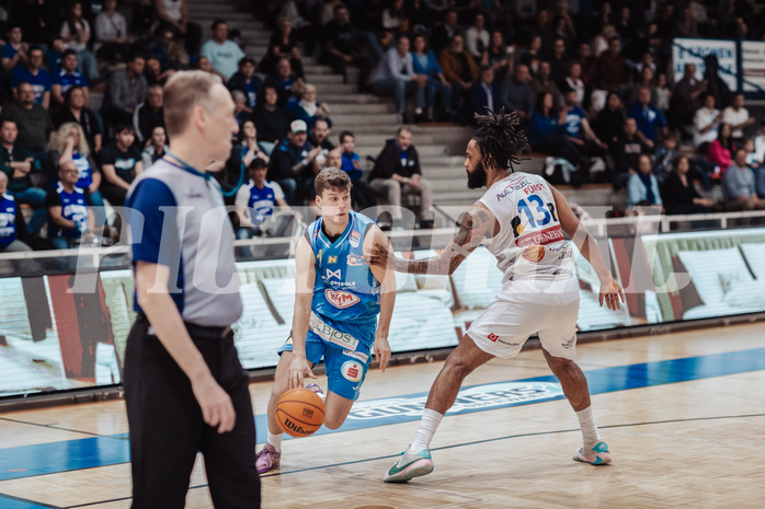 Basketball, Basketball Superliga 2023/24, Grunddurchgang 17.Runde, Oberwart Gunners, SKN St. Poelten, +Janis Tomaschek (14), Kris Monroe (13)