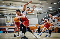 Basketball, Win2Day Superliga 2023/24, Grunddurchgang 17.Runde, Vienna Timberwolves, BC Vienna, Bogic Vujosevic (5), Ziga Fifolt (13)