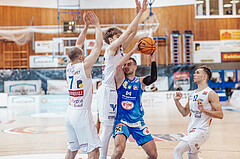 Basketball, Basketball Superliga 2023/24, Grunddurchgang 17.Runde, Oberwart Gunners, SKN St. Poelten, Sebastian Kaeferle (7), Florian Koeppel (8), Matej Kavas (40), Jonathan Knessl (12)