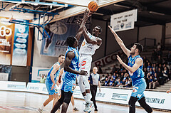 Basketball, Basketball Superliga 2023/24, Grunddurchgang 17.Runde, Oberwart Gunners, SKN St. Poelten, Ajiri Ogemuno-Johnson (10), Shaquille Rombley (5), Akkan Atasoy (11)