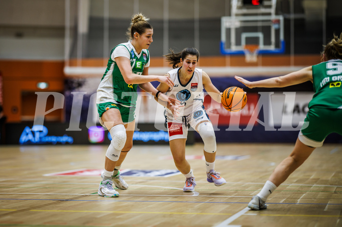 Basketball, Win2Day Basketball Damen Superliga 2023/24, Grunddurchgang 8.Runde, Vienna Timberwolves, UBI Graz, Lenny Jacimovic (27), Aleksandra Novakovic (8)
