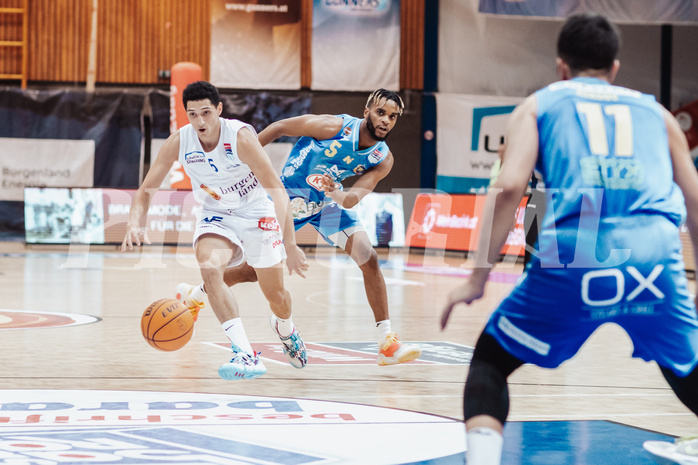 Basketball, Basketball Superliga 2023/24, Grunddurchgang 17.Runde, Oberwart Gunners, SKN St. Poelten, Magdy Aboud-Ahmed(6), Michael Anthony Randolph Jr. (5)