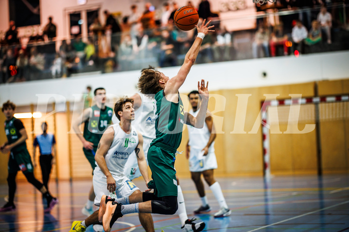 Basketball, Basketball Zweite Liga 2024/25, Grunddurchgang 7.Runde, UDW Alligators, Dornbirn Lions, Pauls Miglinieks (2)