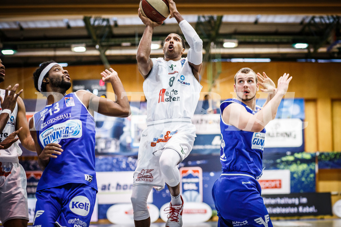 Basketball, bet-at-home Basketball Superliga 2020/21, Platzierungsrunde 9.Runde, Kapfenberg Bulls, Oberwart Gunners, Eric McClellan (8)