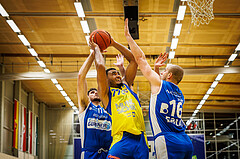 Basketball, win2day Basketball Superliga 2021/22, Platzierungsrunde 3.Runde, SKN St. Pölten Basketball, Oberwart Gunners, Rashaan Guylain Mbemba (12)