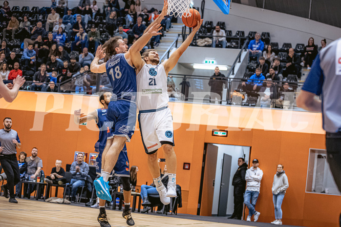Basketball, Win2Day Superliga 2022/23, 7. Qualifikationsrunde, Vienna Timberwolves, BBC Nord Dragonz, Jordan David Roberts (18), Moritz Lanegger (21)
