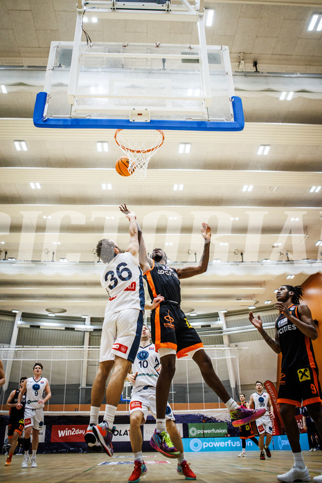 Basketball, Win2Day Superliga 2023/24, Grunddurchgang 19.Runde, Vienna Timberwolves, Fürstenfeld Panthers, Oscar Schmit (36), Dylan Causwell (8)