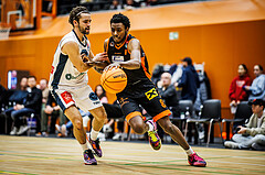 Basketball, Win2Day Superliga 2023/24, Grunddurchgang 19.Runde, Vienna Timberwolves, Fürstenfeld Panthers, Oscar Schmit (36), Dylan Causwell (8)
