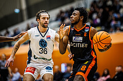 Basketball, Win2Day Superliga 2023/24, Grunddurchgang 19.Runde, Vienna Timberwolves, Fürstenfeld Panthers, Oscar Schmit (36), Dylan Causwell (8)