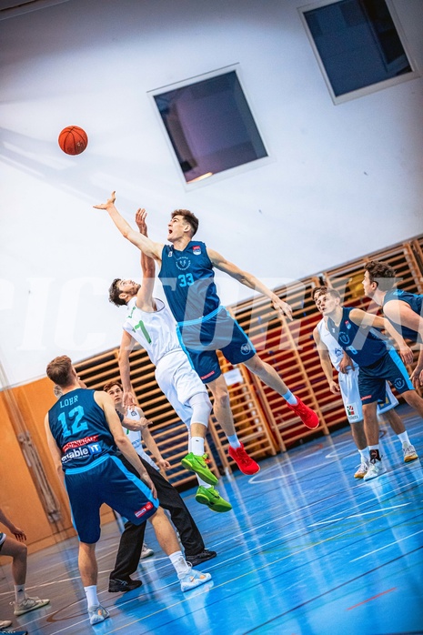 Basketball, Austria Cup 2022/23, Achtelfinale, Union Deutsch Wagram Alligators, Vienna D.C. Timberwolves, Marko Goranovic (77), Chris Vogt (33)