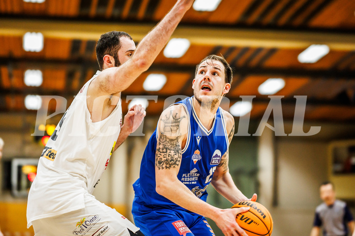 Basketball, Basketball Zweite Liga 2023/24, Viertelfinale Spiel 2, Mattersburg Rocks, Kufstein Towers, Elvin Rexhepi (25)