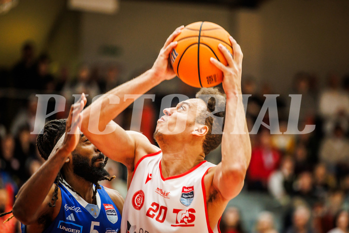 Basketball, Basketball Austria Cup 2024/25, Viertelfinale, Traiskirchen Lions, Oberwart Gunners, Noah Oguamalam (20)