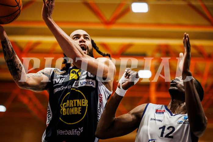 Basketball, win2day Basketball Superliga 2024/25, Grunddurchgang Runde 18, BBC Nord Dragonz, Gmunden Swans, Joseph Reece (20)