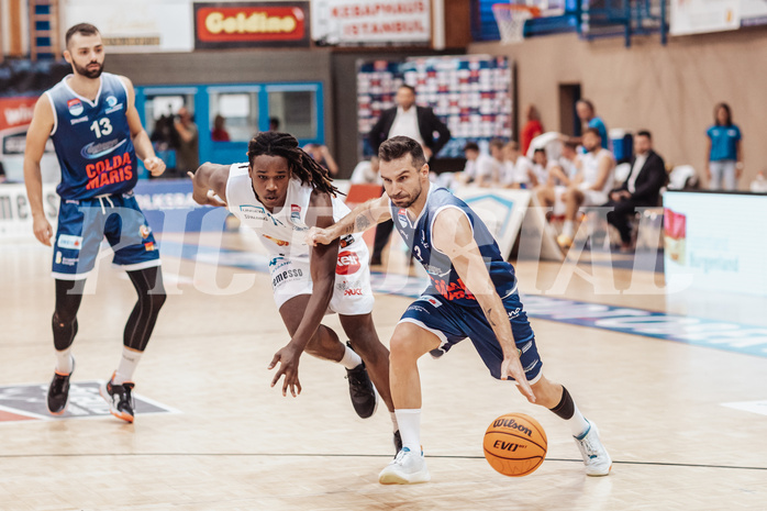 Basketball, Basketball Superliga 2023/24, Grundduchgang Runde 1., Oberwart Gunners, BBC Nord Dragonz, Tino Sebalj (13), James Graham (11), Petar Cosic (3)