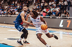 Basketball, Basketball Superliga 2023/24, Grundduchgang Runde 1., Oberwart Gunners, BBC Nord Dragonz, Tino Sebalj (13), James Graham (11)
