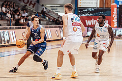Basketball, Basketball Superliga 2023/24, Grundduchgang Runde 1., Oberwart Gunners, BBC Nord Dragonz, Lukas Hahn (25), Daniel K