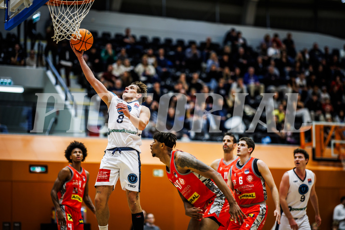 Basketball, Win2Day Superliga 2023/24, Grunddurchgang 5.Runde, Vienna Timberwolves, Traiskirchen Lions, Elias Wlasak (8)