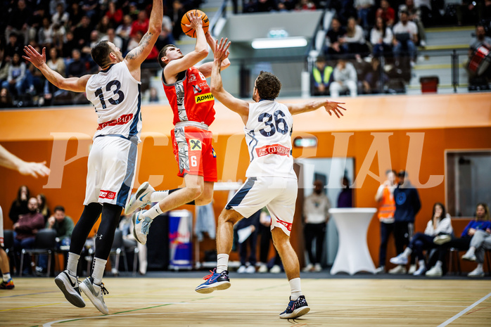 Basketball, Win2Day Superliga 2023/24, Grunddurchgang 5.Runde, Vienna Timberwolves, Traiskirchen Lions, Ziga Fifolt (13), Aleksej Kostic (6)