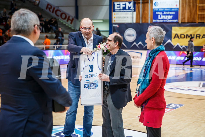 Basketball, Admiral Basketball Superliga 2019/20, Grunddurchgang 16.Runde, Oberwart Gunners, Klosterneuburg Dukes, Ehrung Dr. Ziegner