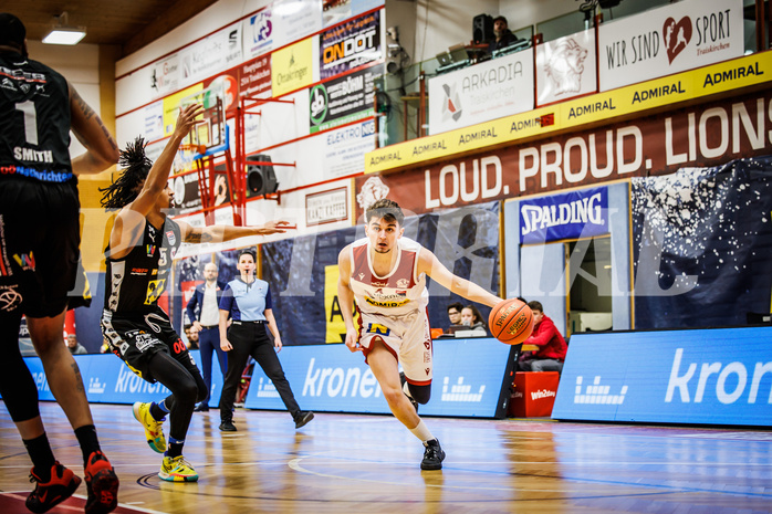 Basketball, win2day Basketball Superliga 2022/23, Grunddurchgang 21.Runde, Traiskirchen Lions, Flyers Wels, David Makivic (1)