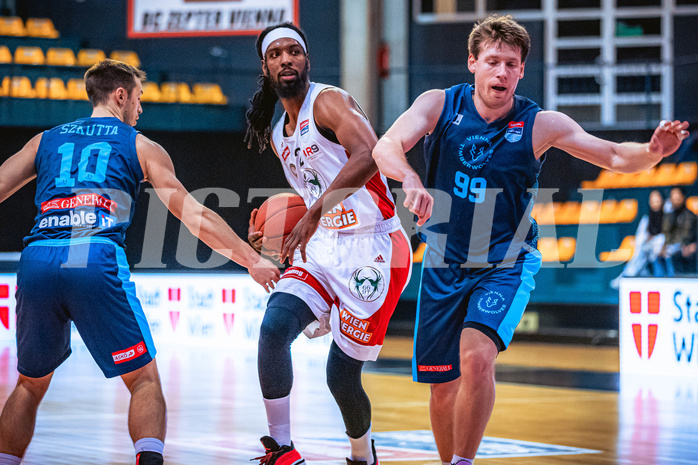 Basketball, Win2Day Superliga 2022/23, Grunddurchgang 21.Runde, BC GGMT Vienna, Vienna Timberwolves, Carlos Novas Mateo (2), Jonas John (99)