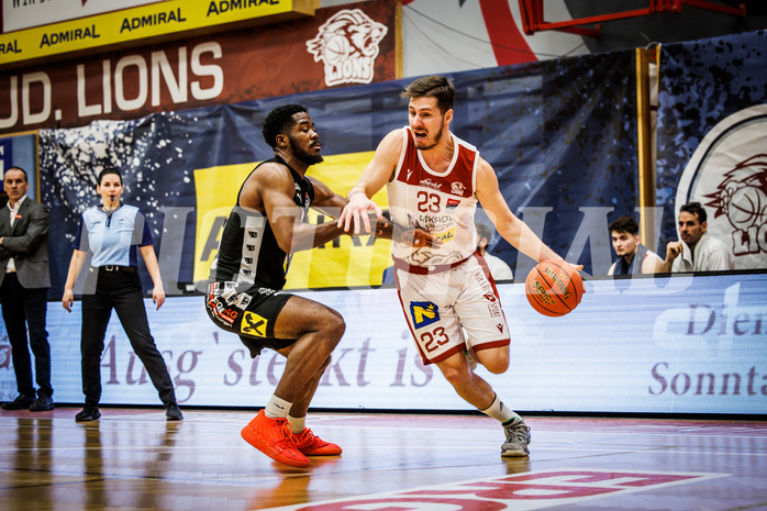 Basketball, win2day Basketball Superliga 2022/23, Grunddurchgang 21.Runde, Traiskirchen Lions, Flyers Wels, Emilio Banic (23)