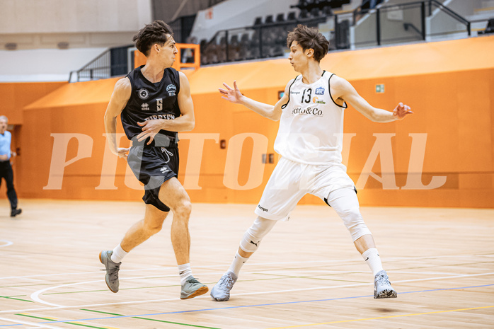 Basketball, Basketball Zweite Liga 2022/23, Grunddurchgang 16.Runde, Basket Flames, Wörthersee Piraten, Felix Leindecker (5), Patrick Fister (13)