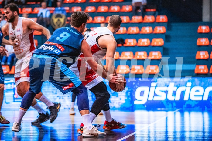 Basketball, Win2Day Superliga 2022/23, Grunddurchgang 21.Runde, BC GGMT Vienna, Vienna Timberwolves, Philipp D’Angelo (9), Stefan Savic (13)