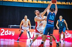 Basketball, Win2Day Superliga 2022/23, Grunddurchgang 21.Runde, BC GGMT Vienna, Vienna Timberwolves, Enis Murati (44), Jakob Szkutta (10)