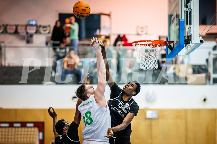 Basketball, Basketball Zweite Liga 2023/24, Grunddurchgang 8.Runde, Deutsch Wagram Alligators, Basket Flames, Drgon Matej (18), Nnadalu Noble (15)