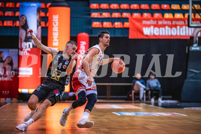 Basketball, Win2Day Superliga 2022/23, 1. Platzierungsrunde, BC Vienna, Flyers Wels, Gavrilo Tepic (4), Bogic Vujosevic (5)