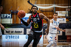 Basketball, bet-at-home Basketball Superliga 2021/22, Grunddurchgang Runde 9, Oberwart Gunners, Flyers Wels, Cameron Delaney (22)